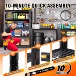 46 ''W Storage Shelves, 71‘’H Garage Shelving, Adjustable Garage Shelves, 3000lbs Heavy Duty Shelving ,5 Tier Garage Storage Shelves,Easy-To-Install Metal Shelf Storage Rack Shelving Unit For Kitchen - Image 6