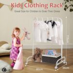 Ygjt Kids Clothes Rail, Childrens Rack Heavy Duty Rail On Wheels, White Portable For Kid Bedroom, Small Dress Up Coat, Skirts, 80X115 Cm - Image 2
