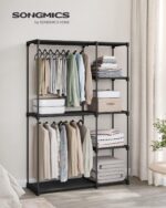 SONGMICS Portable Closet, Freestanding Closet Organizer, Clothes Rack with Shelves, Hanging Rods, Storage Organizer, for Cloakroom, Bedroom, 48.8 x 16.9 x 71.7 Inches, Black URYG026B02 - Image 2