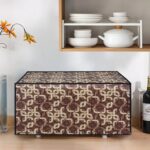 Glassiano Geometric Gold Printed Microwave Oven Cover for Samsung 28 Litre Convection Microwave Oven MC28H5025VB/TL, Black - Image 3