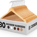Zober Wooden Suit Hangers 30 Pack with Non Slip Pants Bar - Smooth Finish Solid Wood Coat Hanger with 360° Swivel Hook & Precisely Cut Notches for Camisole,Jacket,Pant,Dress Clothes Hangers - 1 Count