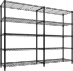 5 Tier Storage Shelving Unit Metal Shelves 70" W Wire Shelving, 70" H L-Shaped Pantry Shelves Kitchen Storage Shelves for Home Commercial Garage Heavy Duty, 70.8" H x 70.4" W x 15.7" D