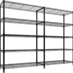 5 Tier Storage Shelving Unit Metal Shelves 70" W Wire Shelving, 70" H L-Shaped Pantry Shelves Kitchen Storage Shelves for Home Commercial Garage Heavy Duty, 70.8" H x 70.4" W x 15.7" D