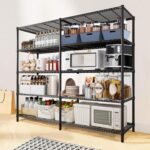 Heavy Duty Metal Storage Shelving Unit, Adjustable 5-Tier Shelving Rack(Wire Shelving Load 880LB), Steel Organizer Wire Rack (Black, 147 x 35 x 150 cm) - Image 2
