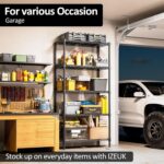 IZEUK 5-Tier Heavy Duty Metal Storage Shelves, 15.7" D x 33.5" W x 68.5" H, 1250 lbs, Black, Adjustable Wire Shelving Unit,Storage Rack for Kitchen, Garage and Closet Organizer - Image 8