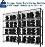 5-Tier Metal Storage Shelves, 60" Wide Wire Shelving Unit, 1325LBS Load Heavy Duty Adjustable Corner Standing Shelf Rack, H/L-Shaped, for Garage. Kitchen, Pantry, Basement,13.8" D x 70.5" H - Image 4