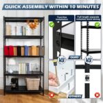 5-Tier Medium Duty Storage Shelf Rack for Home, Garage & Warehouse (40CM, Black) - Image 5