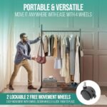 Portable Heavy Duty Clothes Rail For Bedroom, Home & Shops, 50KG Load Clothes Rack With Storage Shelf, 4 Hooks, Metal Clothing Rail For Hanging Garments, Dresses, Coats - Image 8