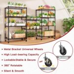 61cm x 46cm x 183cm Wire Shelf with Wheels, 5 Tier Adjustable Heavy Duty Metal Storage Shelves, Kitchen Utility Shelf Organizer Pantry Rack for Closet Garage Laundry Room, Black ﻿ - Image 5