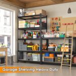 REIBII 72" H x 35.55" W x 16" D Storage Shelves 5 Tier Garage Shelving Heavy Duty 2020LBS Adjustable Metal Shelving Unit for Garage Shelves Utility Rack Shelf for Basement Pantry Closet Shelves,Black - Image 2