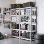 SONGMICS 5-Tier Heavy-Duty Shelving Units, Set of 2 Steel Shelving Units for Storage, Boltless Assembly, for Garage, Shed, Load Capacity 875 kg, 40 x 90 x 180 cm, Silver GLR040E02 - Image 2