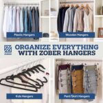 Zober Wooden Suit Hangers 30 Pack with Non Slip Pants Bar - Smooth Finish Solid Wood Coat Hanger with 360° Swivel Hook & Precisely Cut Notches for Camisole,Jacket,Pant,Dress Clothes Hangers - 1 Count - Image 9
