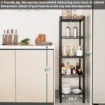 GIOTORENT 5 Tier Standing Shelving Metal Units, Adjustable Height Wire Shelf Display Rack for Laundry Bathroom Kitchen 11.8" W x 11.8" D x 50" H, Black (Black, 11.8 W x 11.8 D x 50 H) - Image 7