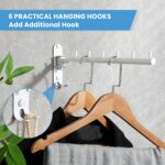 Clothing Racks for Hanging Clothes, Garment Racks Wall Mounted Clothes Bar-Hanger Holder Hooks Heavy Duty Folding Drying Rack Space Saving Clothing Hanging System Closet Storage Organizer (White) - Image 5