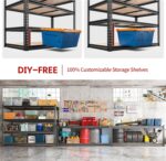 REIBII 48" W Garage Shelving, Storage Shelves Load 2600LBS, 4-Tier Adjustable Heavy Duty Metal Shelves for Warehouse, Pantry, Kitchen, 60" H X 48" W X 24" D, Black - Image 5