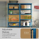Home Vida 5 Tier Blue Heavy Duty Adjustable Steel Garage Shelving Unit (H) 1800mm (W) 900mm - 875kg Weight Capacity - Image 3