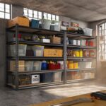 REIBII 2500LBS Garage Shelving 72''H Storage Shelves Heavy Duty Shelving 5 Tier Metal Shelves for Garage Shelves Adjustable Shelving Units and Storage for Closet Pantry Shelf, 72" H x 40" W x 20" D,2P - Image 2