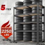 ROOMFAVE 2050LBS Storage Shelves Heavy Duty 5 Tier Garage Storage Shelving, Adjustable Metal Shelving Unit Utility Rack Shelf for Warehouse, Pantry, Closet, Kitchen 72" H x 35.56" W x 16" D, Black - Image 3