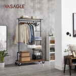 VASAGLE Clothes Rack, Clothing Garment Rack on Wheels, Rolling Clothes Organizer with 5-Tier, Industrial Pipe Style, Rustic Brown UHSR66BX - Image 2