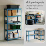 Home Vida 5 Tier Blue Heavy Duty Adjustable Steel Garage Shelving Unit (H) 1800mm (W) 900mm - 875kg Weight Capacity - Image 4