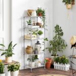 SONGMICS Kitchen Shelf, Metal Shelves, 5-Tier Wire Shelving Unit with 8 Hooks, Narrow Storage Rack with PP Shelf Liners, Height-Adjustable, for Bathroom, Silver ULGR115E01, 11.8”D x 15.7”W x 47.6”H - Image 2