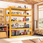 REIBII 72“H Garage Shelving Storage Shelves Heavy Duty Shelving 2500LBS Garage Storage Metal Shelves 5 Tier Shelving Unit for Kitchen Storage Rack, Warehouse, Basement, Commercial, Yellow & Black, 2PC - Image 8