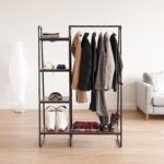 IRIS Metal Garment Rack with Wood Shelves, Black and Dark Brown, PI-B3 - Image 5