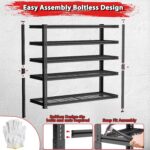 Storage Shelves, Garage Shelving Heavy Duty 2800 LBS Capacity, 48" L x 18" W x 72" H Adjustable Metal Shelving Organizer Wire Rack, 5 Tier Utility Shelf Unit for Pantry Closet Warehouse Organization - Image 6