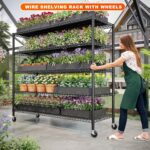 REIBII 85.7" H Storage Shelves 2998LBS Metal Shelving Unit with Wheels & Feet, 5 Tier Garage Shelving Heavy Duty Adjustable Wire Shelf for Pantry Kitchen Garage, 85.7" H X 55.5" W X 24.2" D - Image 7