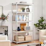 Topeakmart 5-Tier Utility Shelves, Metal Storage Shelves Garage Shelving Unit Adjustable Garage Storage Shelves Storage Racks Heavy Duty Shed Shelving- Silver, 35.5 x 17.5 x 72 Inch - Image 2