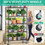 Folews 5 Tier Storage Shelves with Wheels - Metal Shelves for Storage Adjustable Wire Shelving Unit Organizer Storage Rack Shelf for Kitchen Garage Pantry Closet Laundry(14D x 36W x 75H) - Image 3