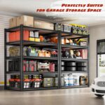 ROOMFAVE 2050LBS Storage Shelves Heavy Duty 5 Tier Garage Storage Shelving, Adjustable Metal Shelving Unit Utility Rack Shelf for Warehouse, Pantry, Closet, Kitchen 72" H x 35.56" W x 16" D, Black - Image 6