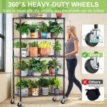 5-Tier Storage Shelves with Wheels, Adjustable Wire Shelving Unit,Metal Rolling Shelves for Storage Utility Shelf Organizer Rack for Kitchen Garage Pantry Closet Laundry(5-Tier Shelf) - Image 5