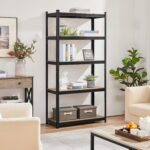 Topeakmart 5-Tier Utility Shelves, Metal Storage Shelves Garage Shelving Unit Adjustable Garage Storage Shelves Storage Racks Heavy Duty Shed Shelving- Black, 35.5 x 16 x 71 Inch - Image 2