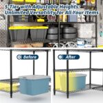 5 Tier Storage Shelving Unit Metal Shelves 70" W Wire Shelving, 70" H L-Shaped Pantry Shelves Kitchen Storage Shelves for Home Commercial Garage Heavy Duty, 70.8" H x 70.4" W x 15.7" D - Image 8