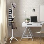 ZOBER Coat Rack Freestanding - Wooden 6 Hanger Clothing with Modern Hooks for Bag, Hat, Jacket, Purse, Umbrella Standing Hat Entryway White ZO-004 - Image 7