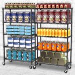 Folews 5 Tier Storage Shelves with Wheels - Metal Shelves for Storage Adjustable Wire Shelving Unit Organizer Storage Rack Shelf for Kitchen Garage Pantry Closet Laundry(14D x 36W x 75H) - Image 8