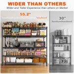 REIBII 85.7" H Storage Shelves 2998LBS Metal Shelving Unit with Wheels & Feet, 5 Tier Garage Shelving Heavy Duty Adjustable Wire Shelf for Pantry Kitchen Garage, 85.7" H X 55.5" W X 24.2" D - Image 6