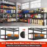 REIBII 55.2" W Garage Shelving Heavy Duty Garage Storage Shelves 3000LBS Adjustable 5 Tier Metal Shelving Unit for Storage Rack Storage Shelves Industrial Storage Rack Shelf,55.2" W x 26" D x 78" H - Image 7