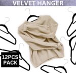 FEELINGS Velvet Hanger Set - 12 PCs Assorted Hangers for Wardrobe & Closet Storage, Space-Saving Cloth Display Rack, Plastic Clothes Hanger (Black) - Image 3