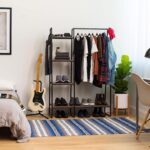 IRIS Metal Garment Rack with Wood Shelves, Black and Dark Brown, PI-B3 - Image 3