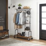VASAGLE Clothes Rack, Clothing Garment Rack on Wheels, Rolling Clothes Organizer with 5-Tier, Industrial Pipe Style, Rustic Brown UHSR66BX - Image 7