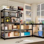 60" H x 28.03" W x 12" D Utility Shelves for Kitchen Pantry: 5-Shelf Storage-Rack Adjustable Metal+Wood Steel Stand Closet/Garage Shelving Unit Organizer System for Basement, Small (Black) - Image 2