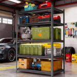 Garage Shelving Unit, Heavy Duty Metal Adjustable Storage, Steel Shelves, Industrial Shelves for Heavy Tools and Equipment, Ideal for Garage, Basement, Black (5-Tier, 77.4" H x 47.2" W x 23.6" D) - Image 4
