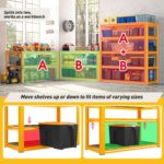 REIBII 72“H Garage Shelving Storage Shelves Heavy Duty Shelving 2500LBS Garage Storage Metal Shelves 5 Tier Shelving Unit for Kitchen Storage Rack, Warehouse, Basement, Commercial, Yellow & Black, 2PC - Image 5