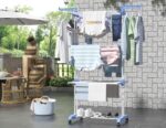 HOMIDEC Clothes Drying Rack, Large 4-Tier Foldable Drying Rack Clothing(67.7H x 19.7W x 30L Inches), Movable Drying Rack with 4 castors. Multifunctional Stainless Steel Laundry Drying Rack, Blue - Image 2