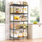 REIBII 1000LBS Wire Shelving Unit, 5 Tier Adjustable Metal Storage Shelves for Kitchen Pantry Office Steel Organizer Wire Rack for Narrow Space College Dorm School, 13.4" D x 23.2" W x 60" H, Black - Image 2