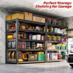 72"H Storage Shelves heavy duty, 2200LBS Garage Shelving, 5 Tier Metal Shelving Unit Adjustable Garage Shelves Utility Rack Shelf for Storage Warehouse Pantry Closet,40" W × 20" D × 72" H, Black - Image 5
