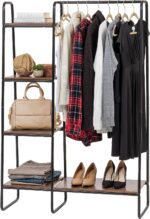 IRIS Metal Garment Rack with Wood Shelves, Black and Dark Brown, PI-B3 - Image 10