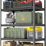 Garage Shelving Unit, Heavy Duty Metal Adjustable Storage, Steel Shelves, Industrial Shelves for Heavy Tools and Equipment, Ideal for Garage, Basement, Black (5-Tier, 77.4" H x 47.2" W x 23.6" D)